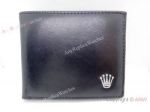Buy Replica Rolex Silver Crown Black Leather Men Wallet